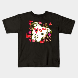 Pittie Giving Love Hugs' and Kisses Kids T-Shirt